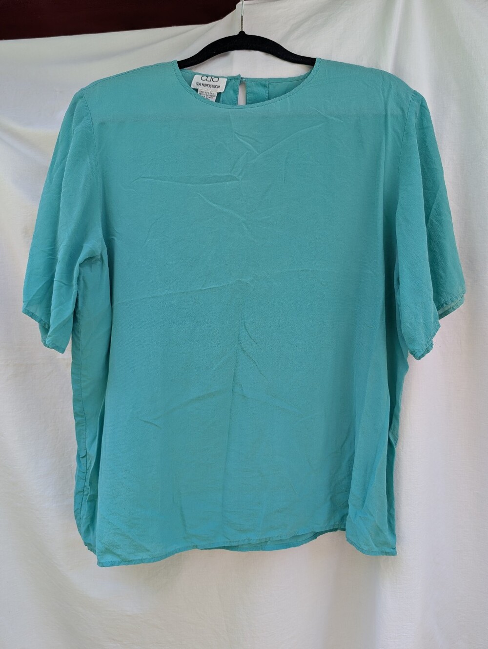Clio For Nordstrom Teal Blouse Silk Sz XL